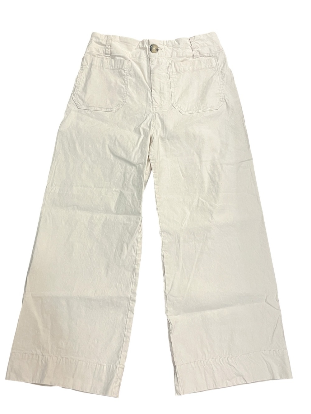 Anthropologie Maeve Colette Pants 29 Petite Ivory Linen Blend Wide Leg Cropped